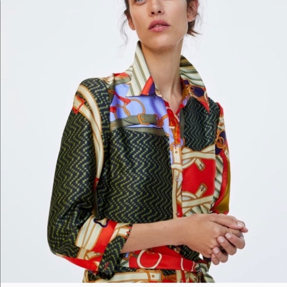 ✨ ZARA “Silk Scarf” Print Midi Dress ✨ - Picture 3 of 8